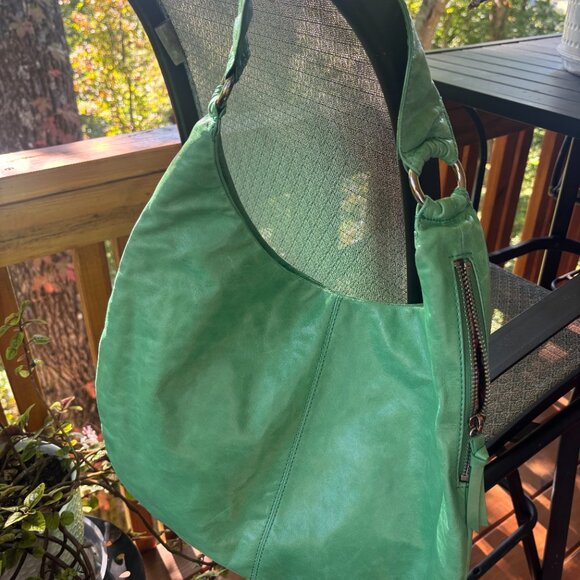HOBO International Light Green Leather Shoulder Bag Boho Large - Picture 7 of 8